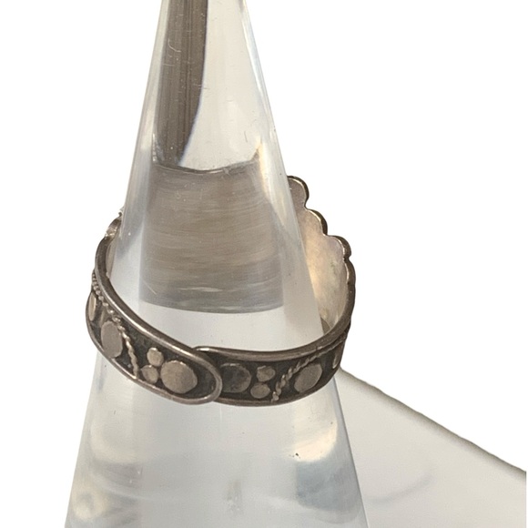 Vintage Sterling Silver Garnet Dragons Eye Adjustable Ring Unisex Jewelry - Picture 8 of 8